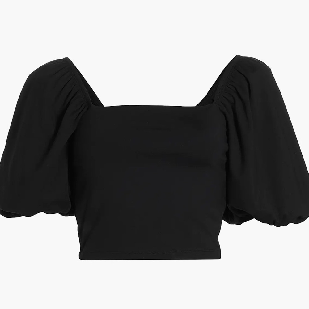 SUSANA MONACO Black Puff Sleeve Top Blouse Womens SMALL NEW NWT